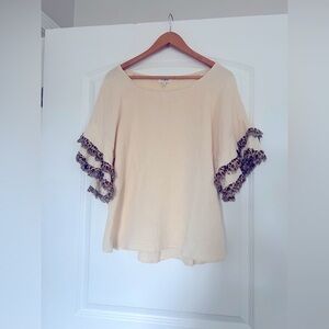 Umgee Animal Print Ruffle Sleeve Gauze Blouse